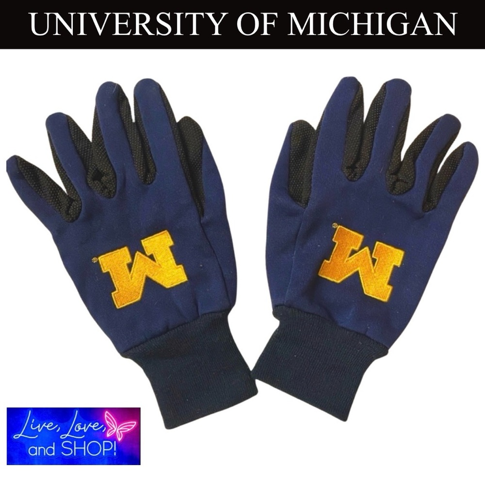 University of Michigan (UofM) Lager Gloves w/Dot-Patterned Grip Gloves, GUC